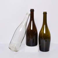 Bouteille en verre vide 750 ml pour spiritueux, vin rouge, vin de raisin, champagne, avec corps brun, importée, pour le marché international