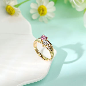 Bagues de fiançailles et de mariage classiques en or rose 18 carats massif, saphir taille cœur et diamant naturel, cadeau d'anniversaire, bijoux raffinés - Product Image 4