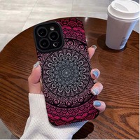 Étui de téléphone portable en cuir artificiel TPU avec impression de fleurs nationales colorées pour Iphone 8 X Xr Xs 11 12 13 14 15 16 17 Pro Max