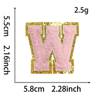 Patch en chenille personnalisé à lettre unique avec bordure dorée brodée pour merchandising de tournée, veste de fan de groupe, promotionnel en gros