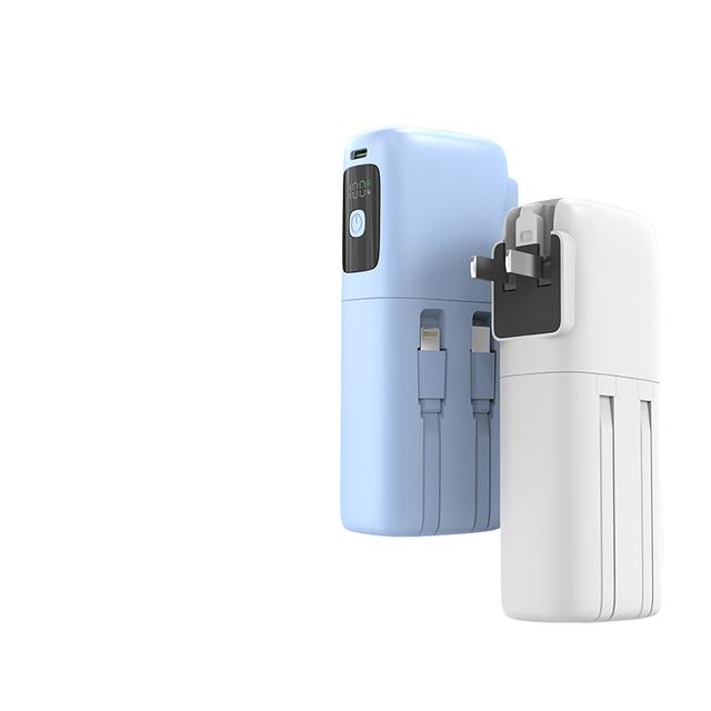 10000mAh High Capacity Self-Belt AC Plug Charging Super Fast 2-in-1 Travel Portable Wall Plug Mobile Power Supply Treasure