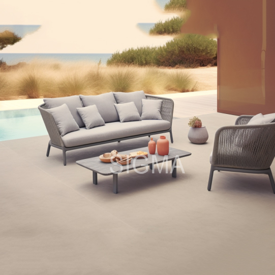 Rope outdoor Furniture Leisure Style Aluminium Frame Modern water proof Garden sofa