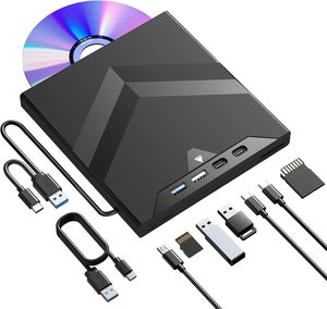 ไดรฟ์ดีวีดีแบบเสียบภายนอก 8-in-<span class=keywords><strong>1</strong></span> พร้อมช่องเสียบ USB 3.0 และ Type C รองรับการ์ด SD/TF สำหรับแล็ปท็อป Mac Book Windows 11/10/8/7 Linux <span class=keywords><strong>MacOS</strong></span> - Product Image 1