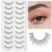 5 7 8 10 paires Pack fait à la main faux cils Super mince bande claire 0.02mm longueur 6-11mm Style naturel cheveux synthétiques modèle boîte