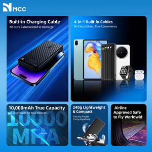 NCC DY-0802 Banco de energía de 10000 mAh y 10 W con cable, negro - Product Image 5