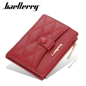Baellerry Women's Short Wallet Pu Leather Embroidered Clasp Zipper Coin <b>Purse</b> Multifunctional Everyday Use - Product Image 1