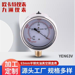 Suministro al por Mayor de Manómetros de Diafragma de Vacío Llenos de Aceite de 100 mm, 63 mm Semi-Acero con Conectores de Cobre, Carcasa de Acero Inoxidable 304 - Product Image 2