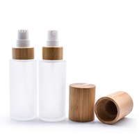 Botol Lotion Kaca Buram 30ml 50ml 60ml 100ml 120ml dengan Tutup Semprot Bambu