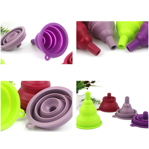 Funil de silicone dobrável para cozinha, conjunto de funil grande e pequeno para óleo de alimentos e garrafas de água sem bpa - Product Image 6
