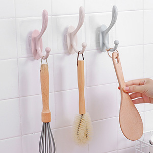T <b>Hooks</b> Wall Mounted Plastic <b>Adhesive</b> Double <b>Hook</b> For Bathroom Bedroom Nordic Color 3-5kg Load Capacity - Product Image 3
