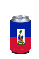 Manchon isolant réutilisable en néoprène avec drapeau d'Haïti, idéal pour canettes de bière ou de cola glacé, et pour boissons froides