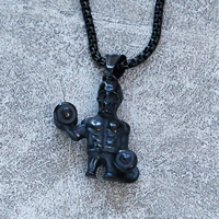 Europe et États-Unis bijoux transfrontaliers muscle lift haltère ster pendentif masculin ins punk hop collier en acier titane