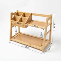 Organisateur de thé multifonctionnel réglable à 2 niveaux et 4 compartiments, support de rangement en bambou pour sachets de thé, pour cuisine, bureau, comptoir