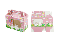 Boîtes cadeaux en papier personnalisées de luxe avec logo, motif lapin de Pâques et poussin de dessin animé, avec fenêtre et poignée, pour bonbons et faveurs de fête, vente en gros