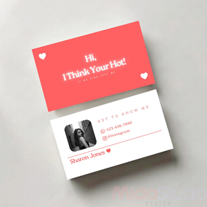Cartes de visite amusantes personnalisées avec logo, thème flirtant, modèle éditable, pour l'arrangement de rencontres, téléchargement instantané numérique - Product Image 1
