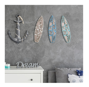Décoration murale en bois de planches de surf (3 pièces) pour <span class=keywords><strong>chambre</strong></span>, thème plage et été, décoration tropicale - Product Image 6