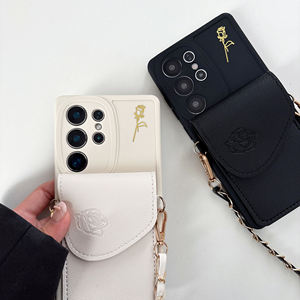 Étui de téléphone portable multifonctionnel S26 Ultra, en TPU + cuir, avec porte-monnaie, design rose, compatible avec les téléphones Samsung S26-S21 - Product Image 3