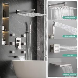 ระบบฝักบัวอาบน้ำแบบเต็มตัว ขนาด 16 นิ้ว พร้อมหัวฉีดนวดตัว 6 หัว และฟังก์ชั่นฉีดพ่นบริเวณเอว - Product Image 2