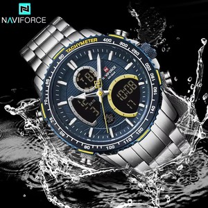 Reloj de Cuarzo <span class=keywords><strong>NAVIFORCE</strong></span> 9182 para Hombre de Negocios, Reloj Digital LED Luminoso, Reloj de Lujo con Doble Pantalla para Hombre, Reloj de Acero Inoxidable - Product Image 6