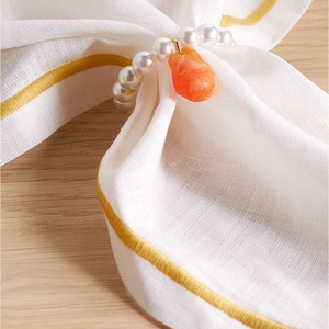 2023 New Wrapped Embroidered Edge Handmade Organic French Pure Flax Fabric Napkins 100% <b>Linen</b> Washed Dinner <b>Table</b> <b>Cloth</b> for - Product Image 3