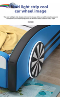Lit Simple Design en Forme de Voiture pour Enfants Plus Âgés avec Barrière en Bois Massif, Meuble de Chambre à Coucher Moderne et Simple, Grand Lit pour Chambre de Garçon