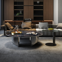 Table basse ronde en marbre de luxe moderne centre de table en acier inoxydable décor centre multifonctionnel design maison meubles de salon
