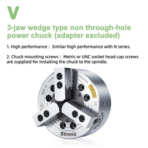 Mandrino di potenza a 3 griffe serie V <span class=keywords><strong>VA</strong></span> <span class=keywords><strong>Auto</strong></span> Strong senza foro passante per tornitura e lavorazione CNC - Product Image 1