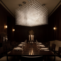 Lustres suspendus personnalisables non standard pour salles de banquet, halls d'hôtel et mariages, avec projection d'étoiles en forme de cube