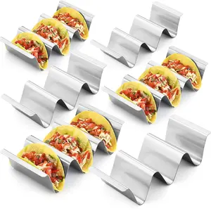 Taco Holder Stands Stand Mexikanisches Essen Taco Rack mit Cup Tray Edelstahl 4 CNC Custom ized Party Rechteck American Style