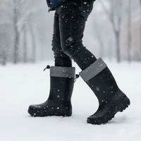 Bottes de pluie pour enfants en EVA injecté, légères, imperméables, chaudes, doublées de fourrure, avec col réglable et logo OEM lumineux, pour l'automne/l'hiver