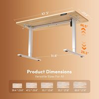 Elektrisch in hoogte verstelbaar bureau, 48 x 24 inch, zit-sta bureau, verstelbaar bureau voor thuiskantoor, computerbureau met 3 geheugeninstellingen
