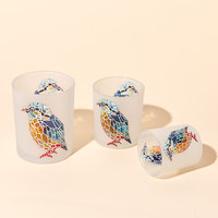 Pot à bougie en verre givré de 7 oz, 10 oz, 15 oz - Logo personnalisé en couleur 3D UV DTF, Vente chaude en Amérique du Nord/Moyen-Orient/Europe