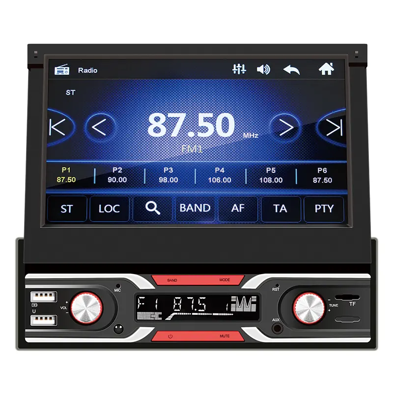 Karjoys Android 1din đa phương tiện Máy nghe nhạc 7 ''phổ có thể thu vào màn hình xe đài phát thanh MP5 Carplay 1 DIN Stereo