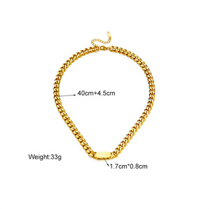 European American Style Retro Gold Plated Stainless Steel Chain Square Punk Necklace N935 Gold N936 Silver - Product Image 4