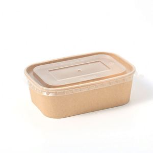 Boîte alimentaire en kraft écologique en gros pour usine avec couvercle en papier assorti, plusieurs tailles 500-1000 ml, conteneur à salade jetable - Product Image 2