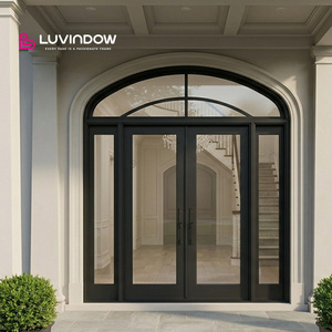 Puerta Batiente Francesa de Aluminio con Diseño Moderno y Novedoso, Puerta Principal de Seguridad, Anti-Robo, Varias Especificaciones - Product Image 1