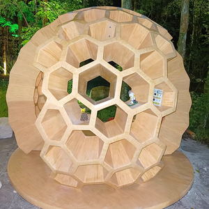 Estante de Almacenamiento Decorativo Hexagonal de Acero Inoxidable con Diseño Personalizado, Escultura de Metal Fundido y Pulido - Product Image 1
