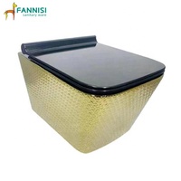 Vaisselle murale en céramique à personnaliser, de couleur noir ou or, toilette murale pour salle de bains, 1 pièce