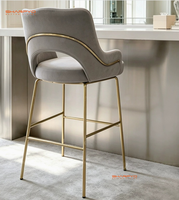 Tabouret de bar moderne en acier inoxydable doré avec dossier, style industriel, en velours, pour comptoir – Meilleure vente