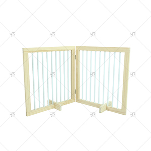Outdoor Indoor 2-Panel Pet <strong>Gate</strong> <strong>White</strong> and Brown Color Options Modern Sport Style Flexible <strong>Wood</strong> Grid Safety <strong>Gate</strong> for Home Use - Product Image 2