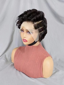 Letsfly nouveautés 13*4 dentelle frontale coupe courte perruques 100% cheveux humains couleur bouclés perruques 5 PCS/lot livraison gratuite - Product Image 3