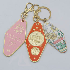 Fabricante logotipo personalizado marca de lujo habitación de Hotel <span class=keywords><strong>Metal</strong></span> Aleación de Zinc cuero en blanco esmalte Motel llavero promoción regalo - Product Image 6
