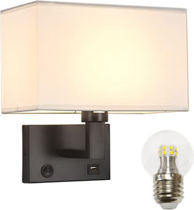 Đèn Gắn Tường Cạnh Giường Kèm USB Đèn LED Đọc Sách Đèn Treo Tường Bóng Râm Bằng Vải Có Dây Cứng Hoàn Hảo Cho Phòng Ngủ Phòng Khách - Product Image 1