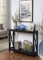 Petite table d'appoint étroite en bois moderne pour canapé, table console moderne noire pour entrée et salon avec étagère de rangement