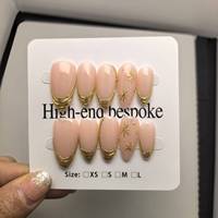 Ongles complets en acrylique pressés à la main, forme amande française, haute qualité, réutilisables, vente en gros d'usine