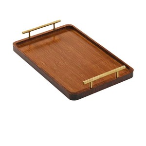 Wooden Serving <b>Tray</b> Rectangular With Handle For Hotel <b>Tea</b> Coffee Dessert Solid Color 3 Sizes Set - Product Image 5