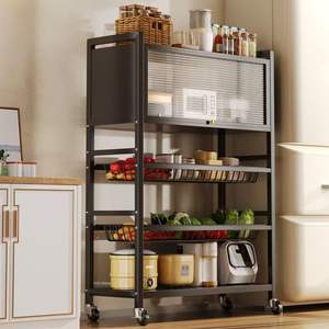 Estante de almacenamiento de cocina multifuncional, puertas de armario de pie de acero al carbono para cuencos, palillos, plato, organización de herramientas - Product Image 6