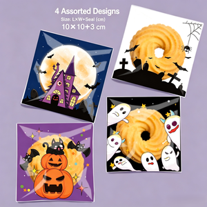 100 sacs/sac à thème Halloween pour bonbons, chocolats, château hanté, festival, sacs BOPP auto-adhésifs résistants à l'humidité avec impression en héliogravure - Product Image 3