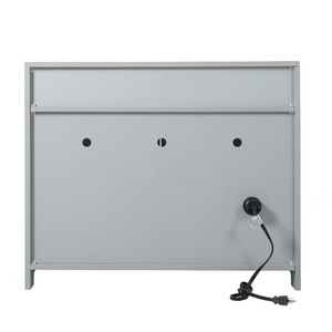 2ドア、屋内猫用洗面所収納ベンチサイドテーブルキャットハウス、大型木製のエンクリズドリターボックスハウス、グレー - Product Image 5