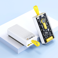 Produk Terlaris 2026 Power Bank Portabel Transparan 30000mah 20000mah Pengisian Cepat dengan 4 Kabel Bawaan dan Lampu LED